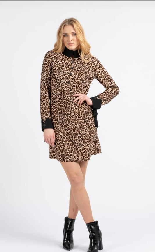 Rochie La Donna eleganta dreapta cu imprimeu de leopard