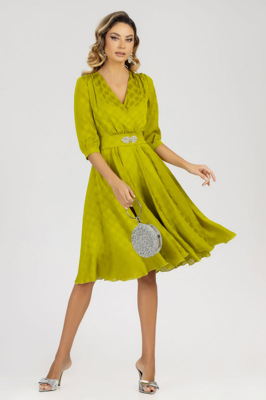 Rochie Pretty Girl elegantă din voal cu model subtil în buline